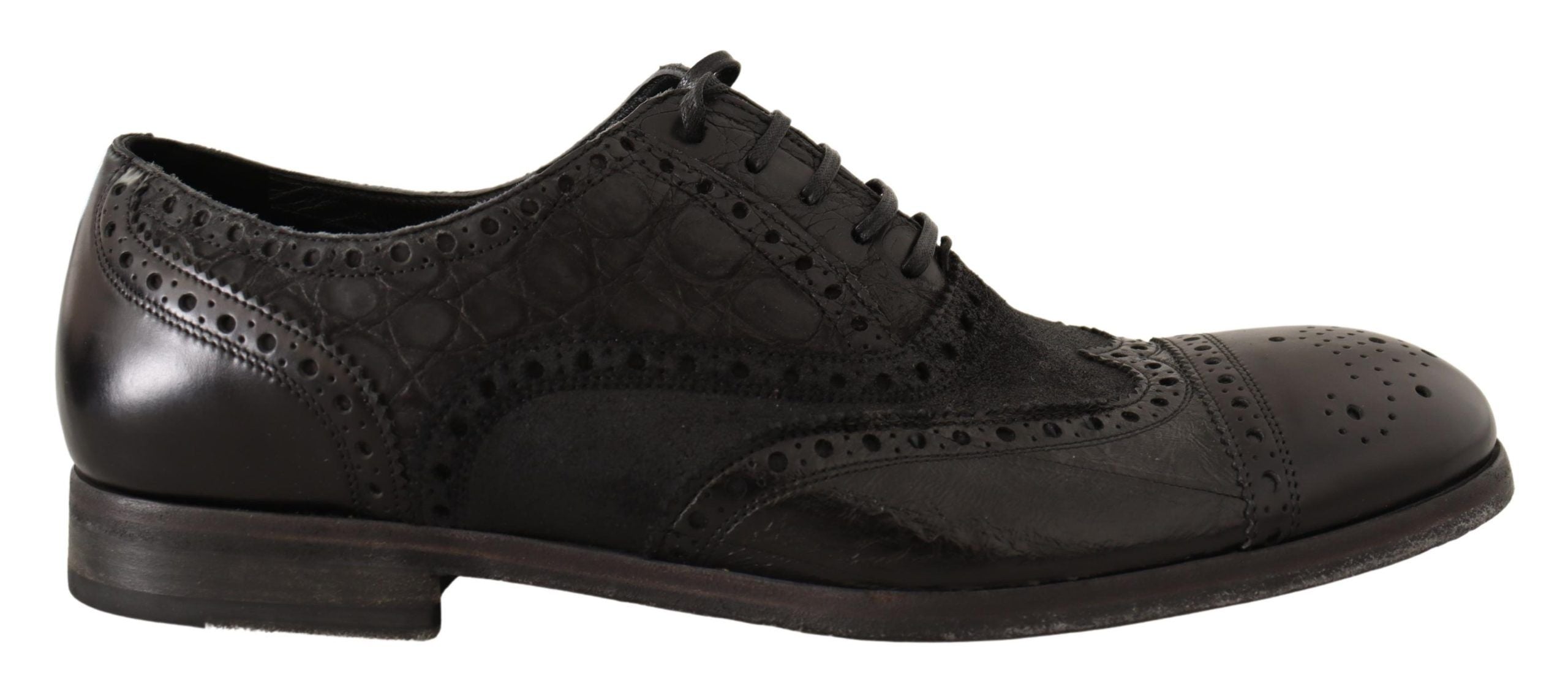 Dolce &amp; Gabbana, черни кожени мъжки официални обувки Brogue Wing Tip