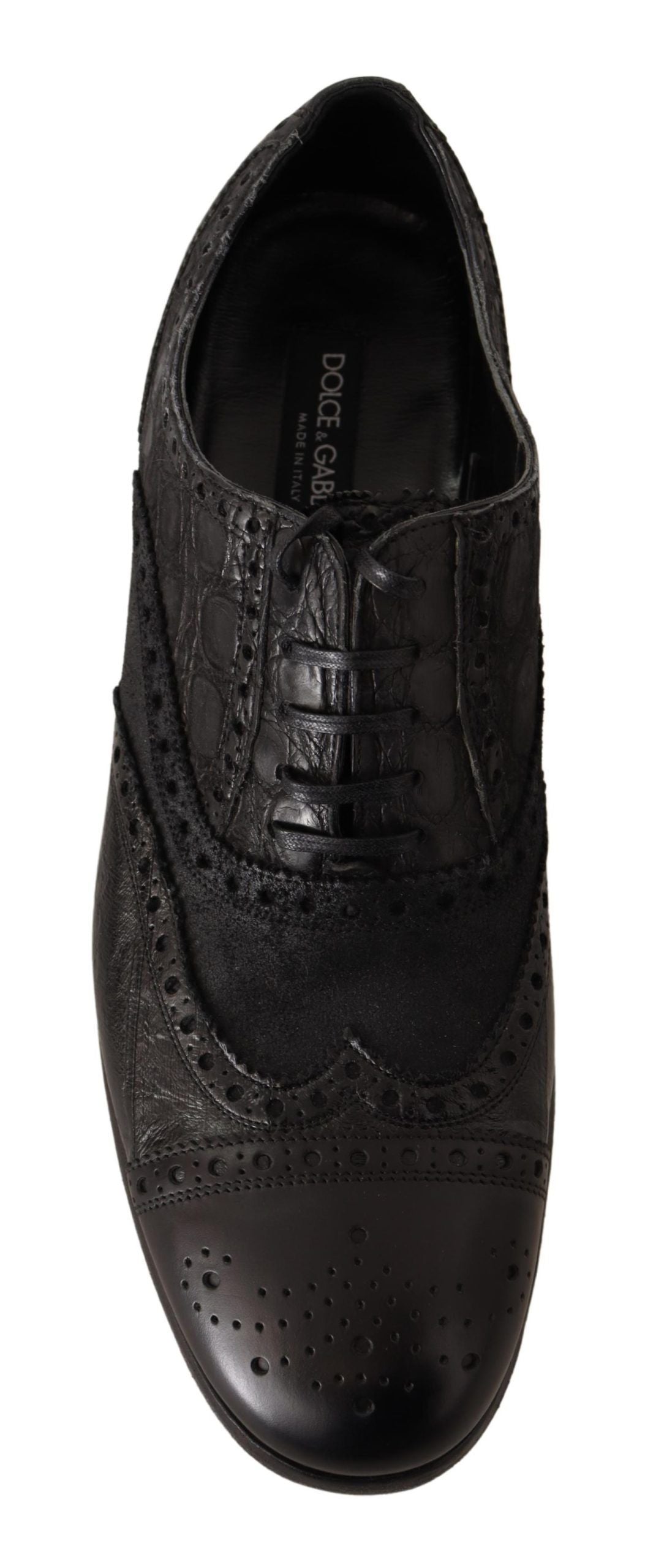 Dolce &amp; Gabbana, черни кожени мъжки официални обувки Brogue Wing Tip