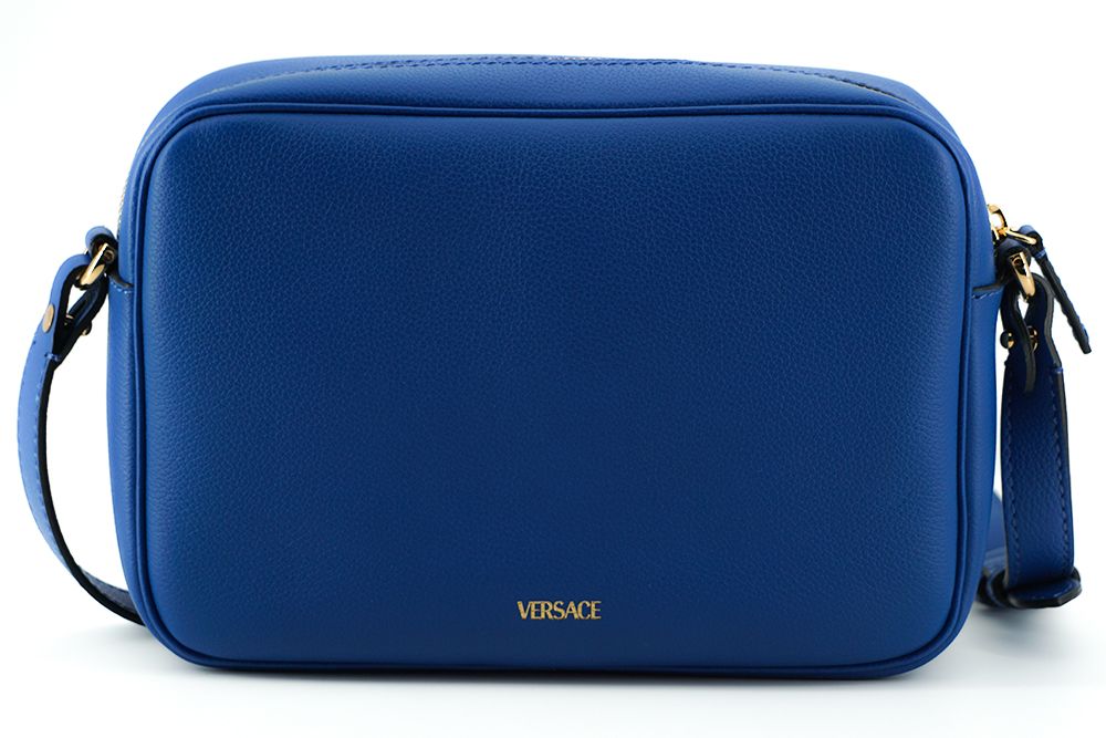 Чанта за през рамо Versace от синя телешка кожа