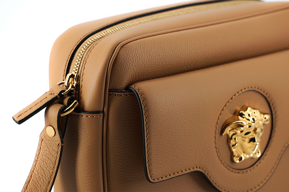 Кафява чанта за фотоапарат от телешка кожа Versace