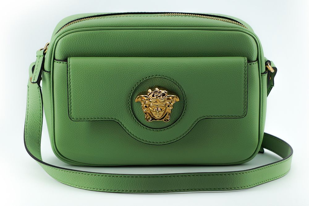 Чанта за през рамо от телешка кожа Versace Mint Green
