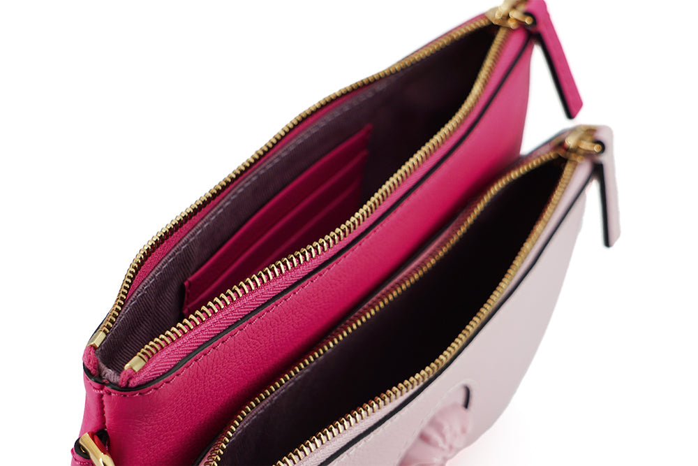 Розова чанта от телешка кожа Versace