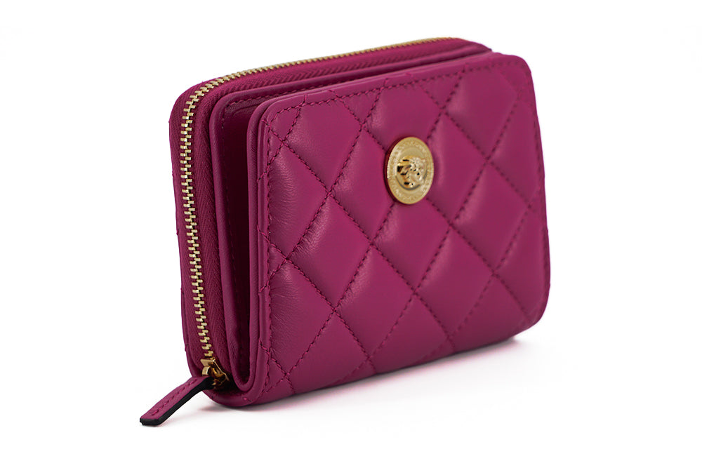 Портфейл Versace Purple Nappa Leather Bifold Zip Around Wallet