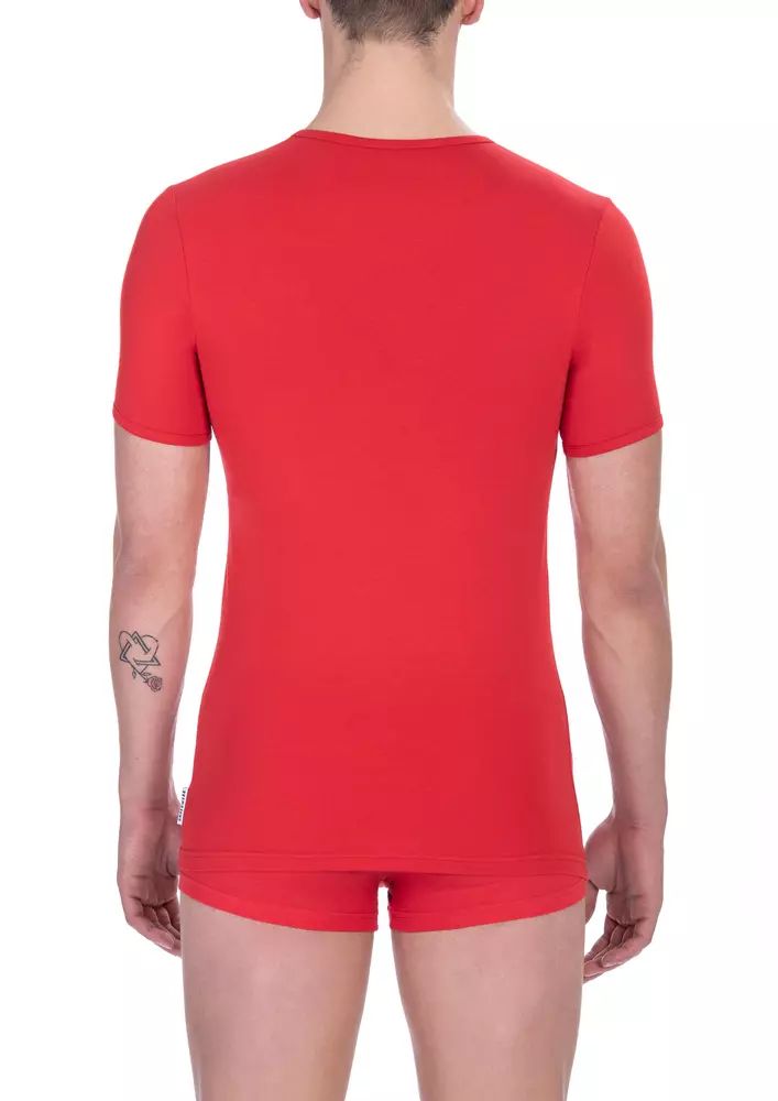 Червена памучна тениска Bikkembergs