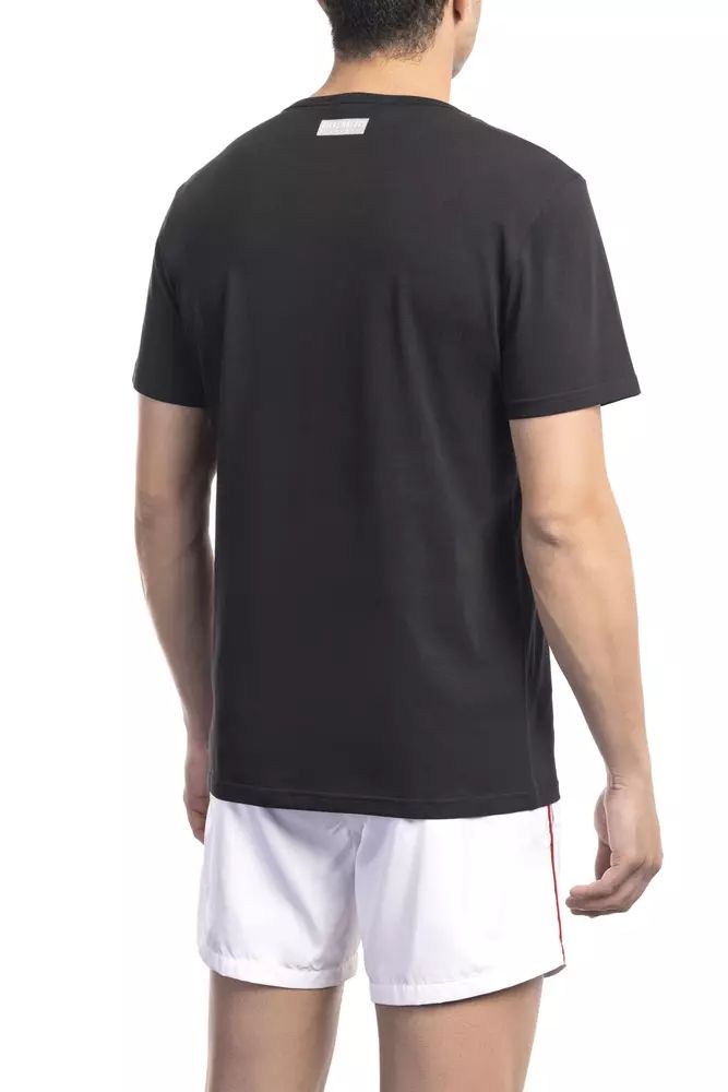 Черна памучна тениска Bikkembergs