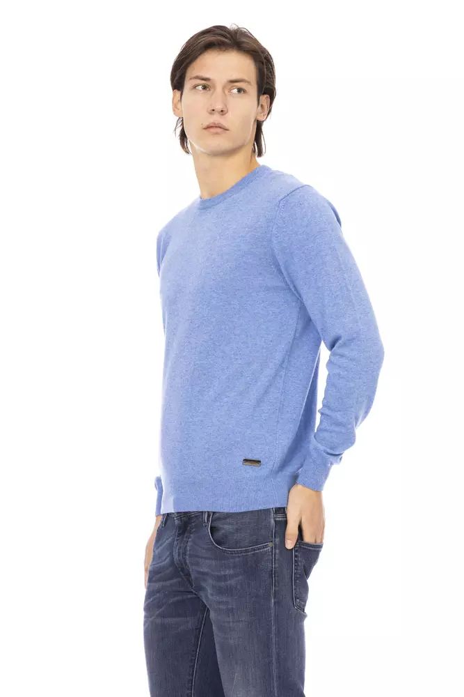 Baldinini Trend Elegant Light Blue Crewneck Sweater for Men