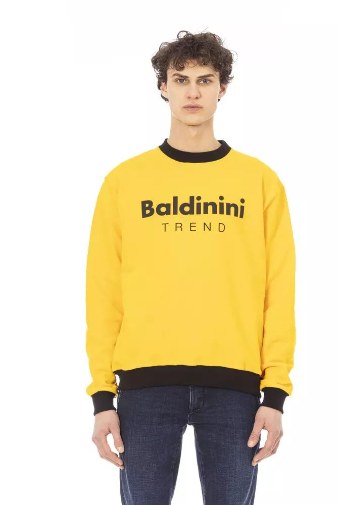 Baldinini Trend Radiant Yellow Cotton Hoodie with Logo Accent