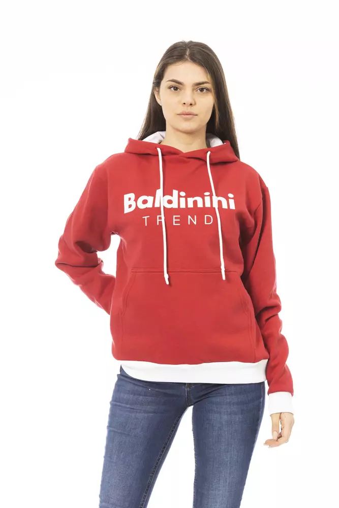 Baldinini Trend Chic Red Cotton Hoodie with Front Logo