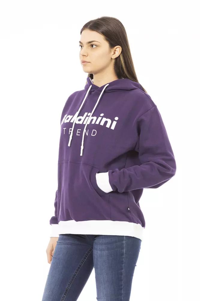 Baldinini Trend Purple Cotton Fleece Hoodie with Logo