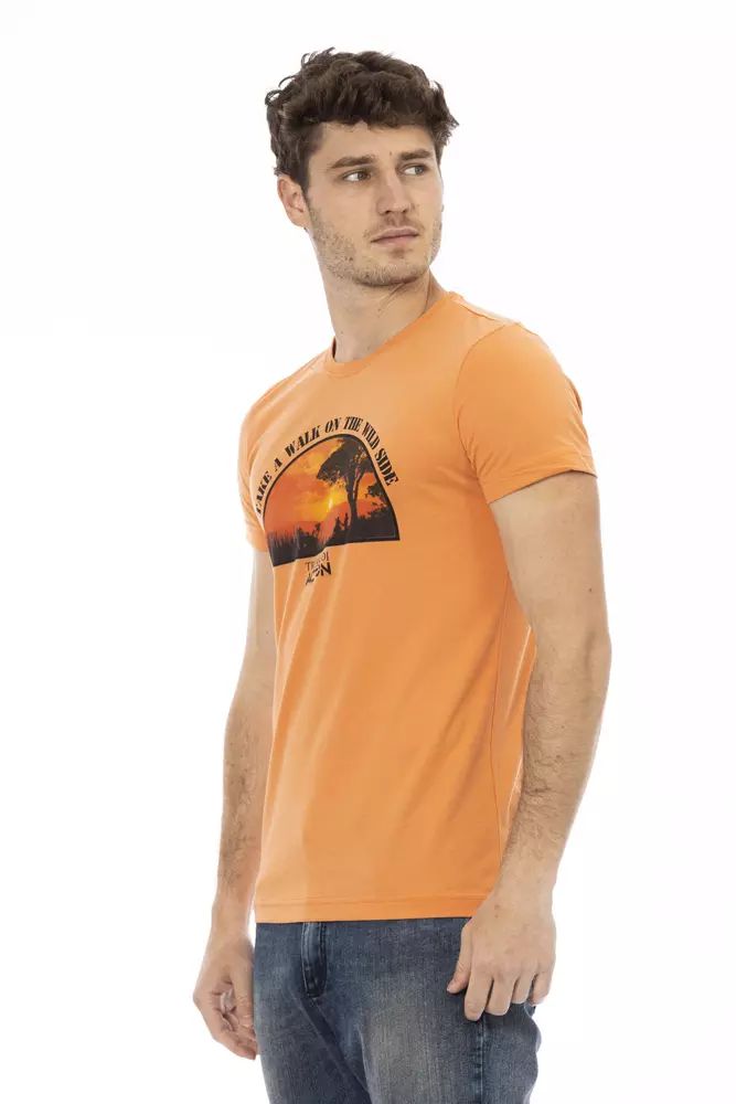 Оранжева памучна тениска Trussardi Action
