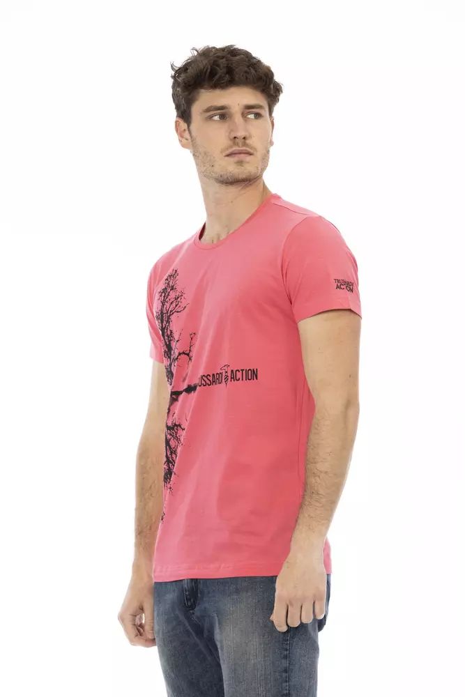 Розова памучна тениска Trussardi Action