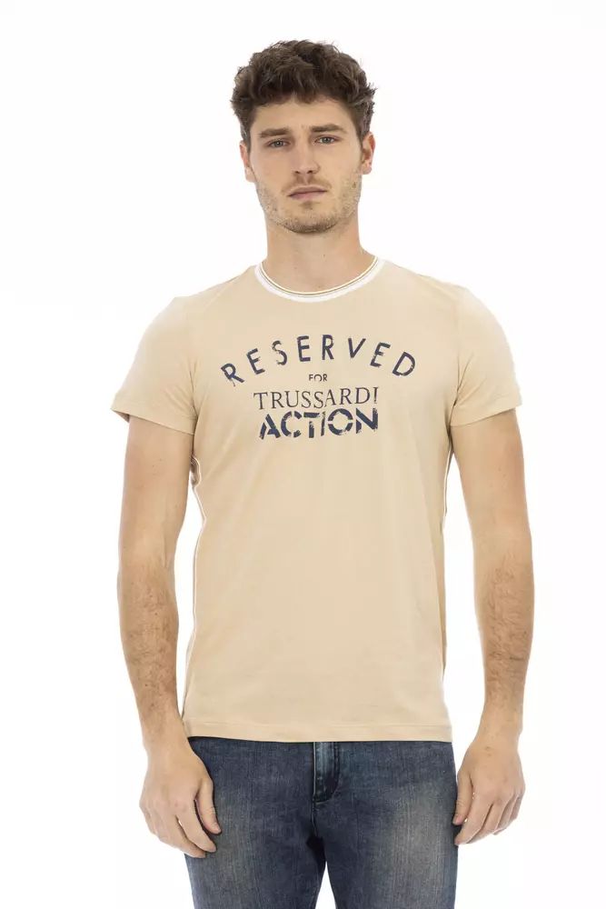 Бежова памучна тениска Trussardi Action