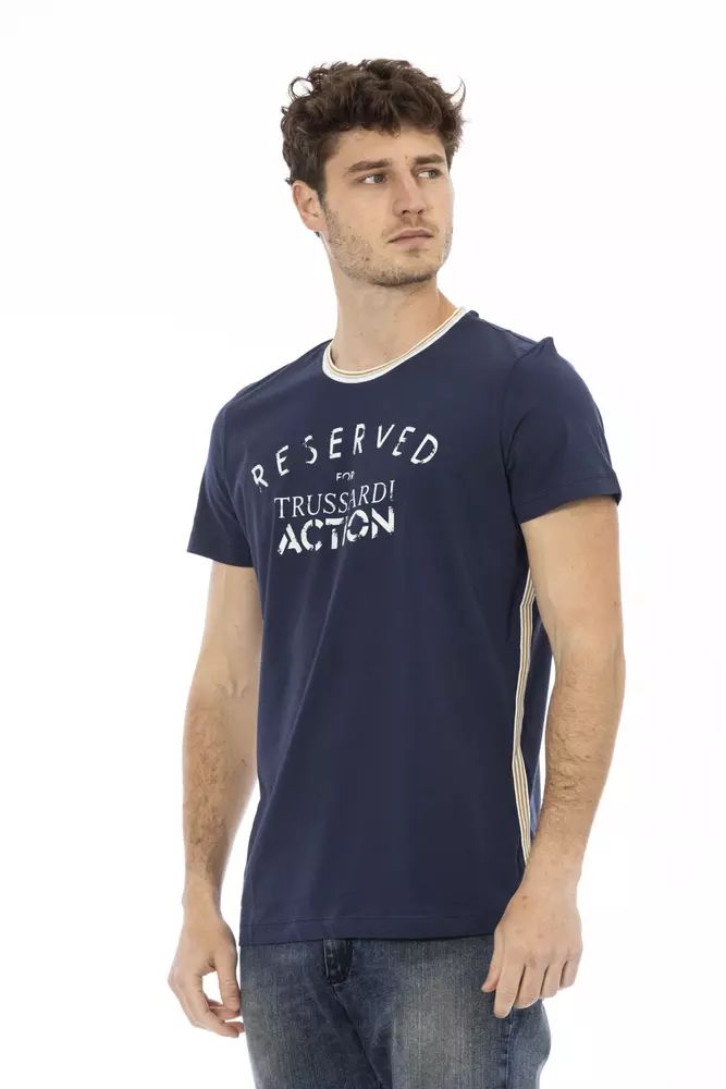 Синя памучна тениска Trussardi Action