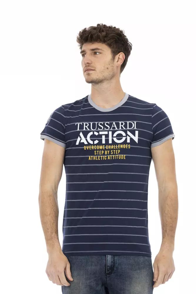 Синя памучна тениска Trussardi Action