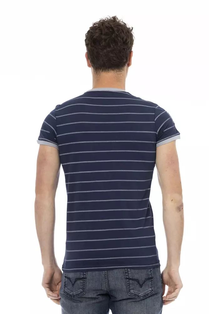 Trussardi Action Blue Cotton Blend Casual Tee