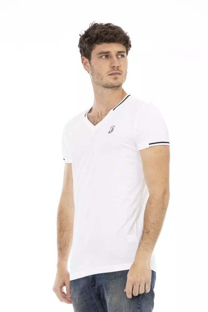 Trussardi Action Sleek V-Neck Tee with Chest Print