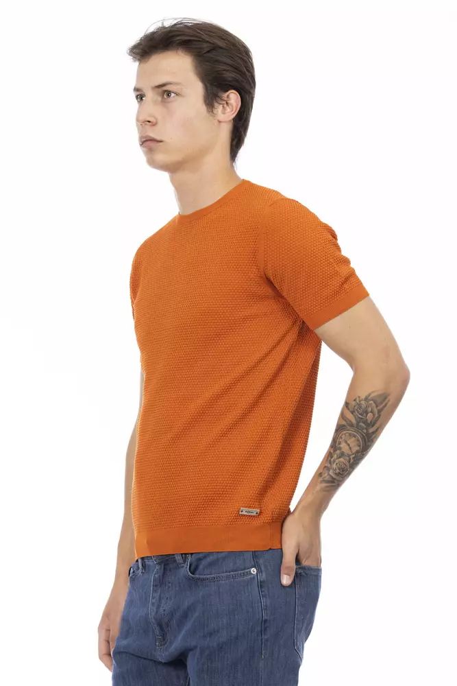 Baldinini Trend Chic Orange Short Sleeve Cotton Sweater