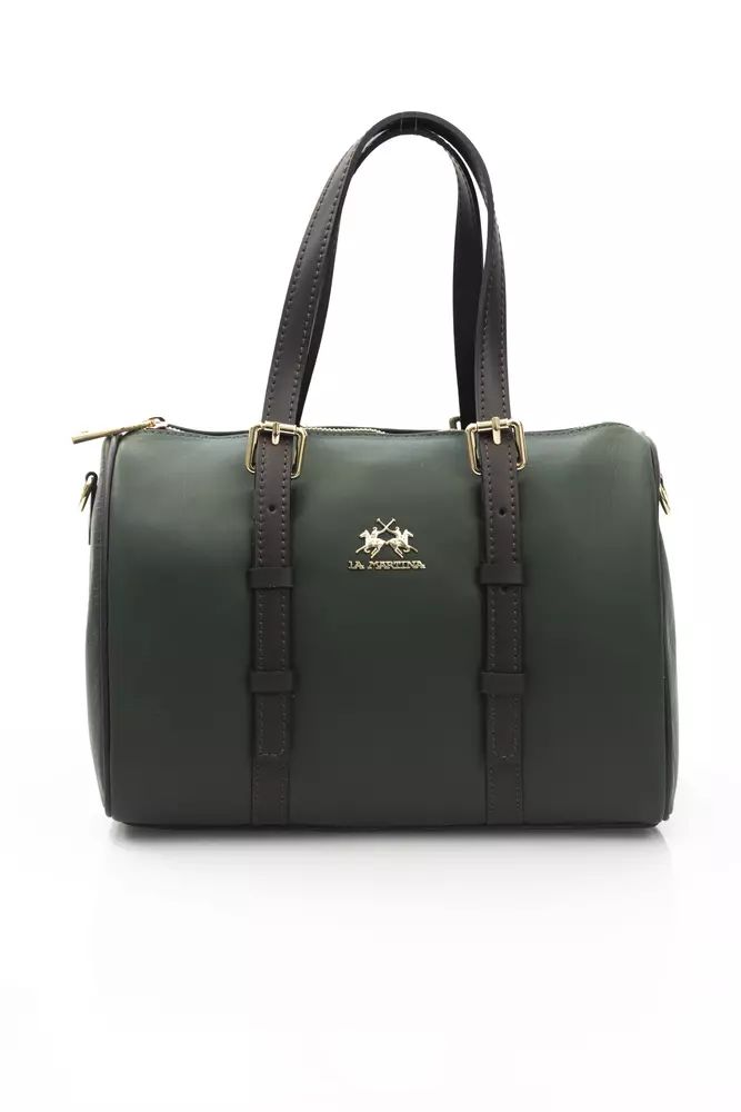 Зелена чанта La Martina от телешка кожа