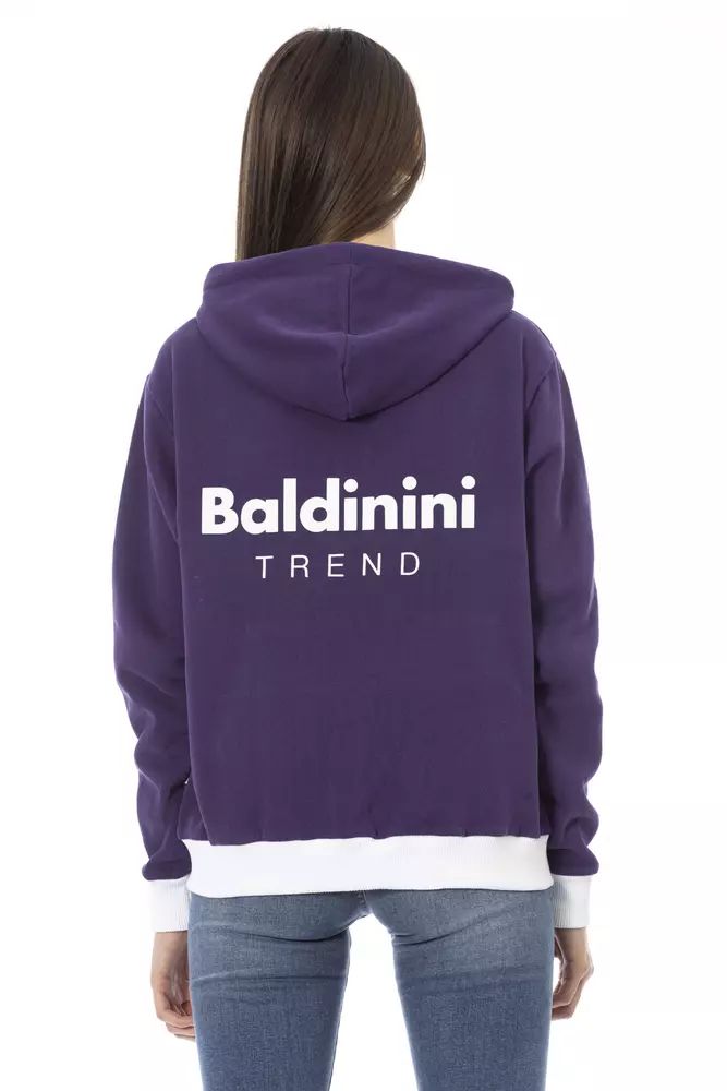 Baldinini Trend Chic Purple Cotton Hooded Sweater