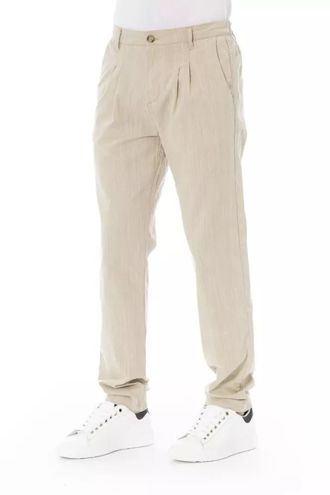 Baldinini Trend Elegant Beige Cotton Chino Trousers
