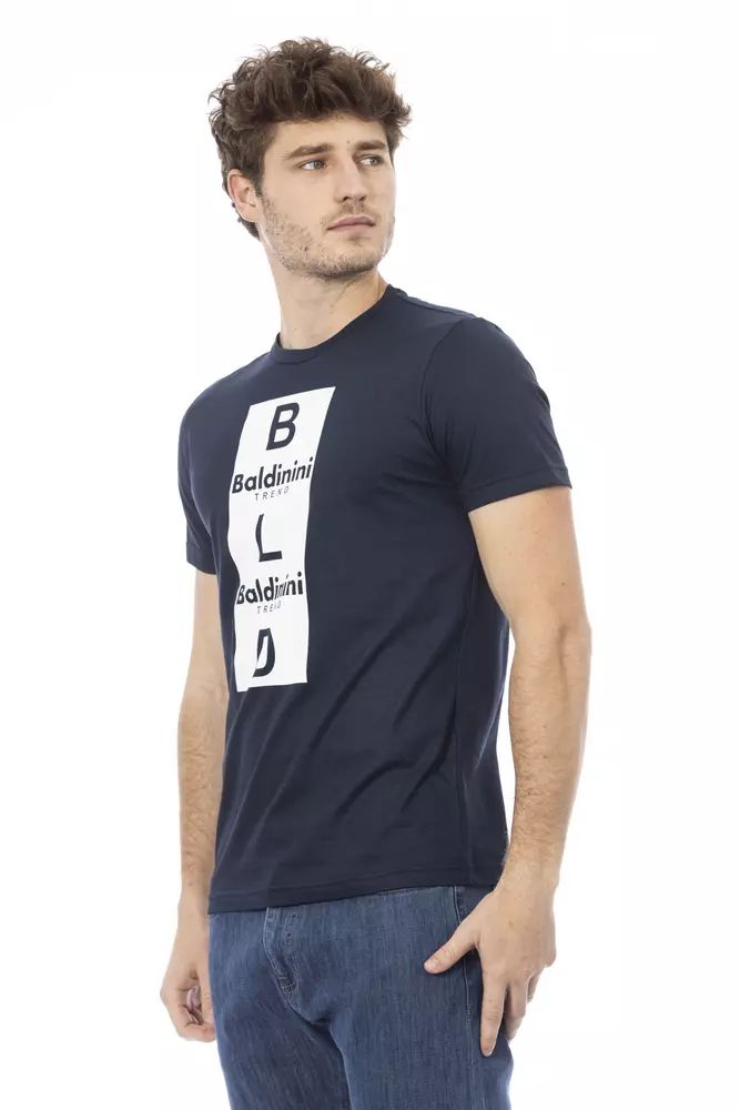 Baldinini Trend Sleek Blue Cotton Tee with Front Print