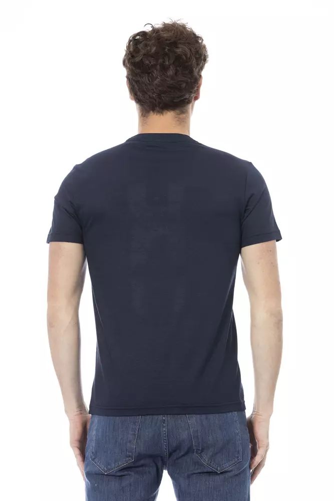 Baldinini Trend Sleek Blue Cotton Tee with Front Print