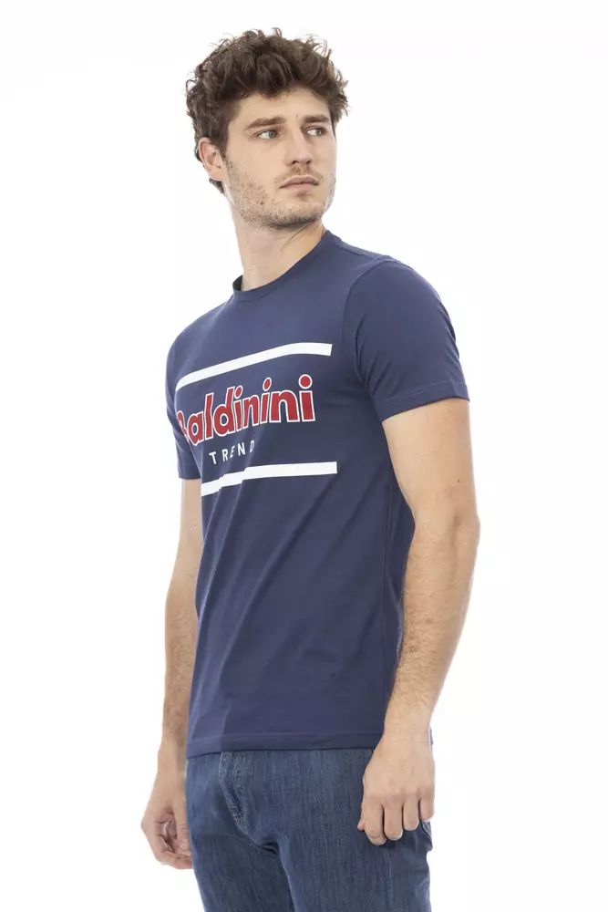 Baldinini Trend Chic Blue Cotton Tee with Front Print