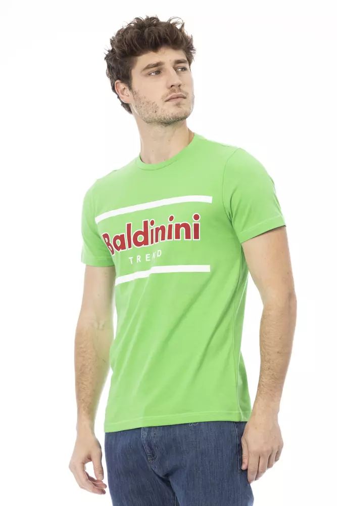 Baldinini Trend Emerald Cotton Tee with Signature Print