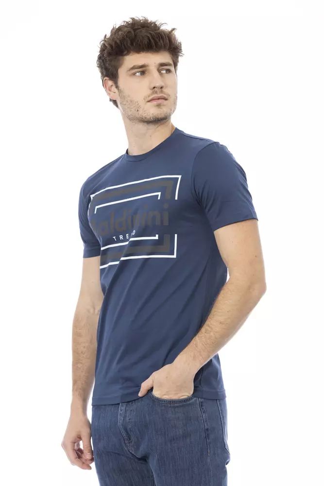 Baldinini Trend Chic Blue Cotton Tee with Signature Front Print