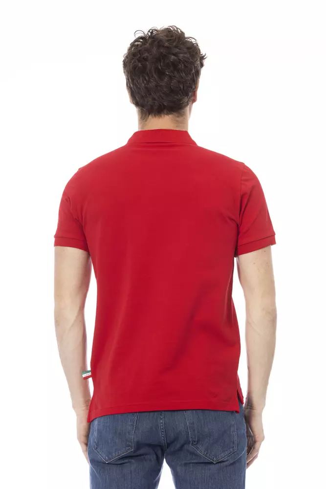 Baldinini Trend Elegant Red Cotton Polo with Chic Embroidery