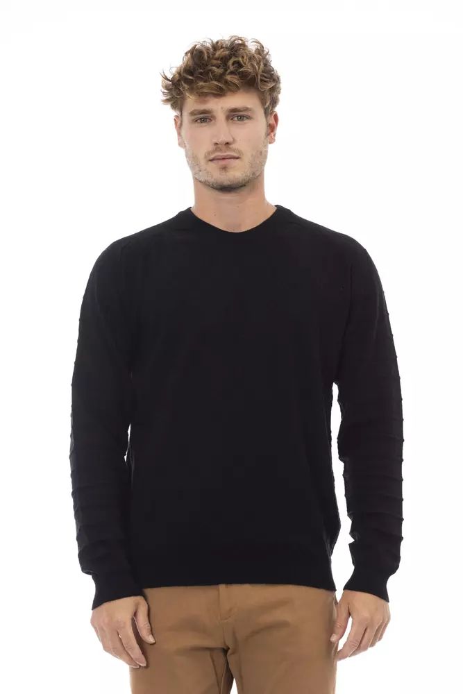 Черен пуловер от вискоза Alpha Studio
