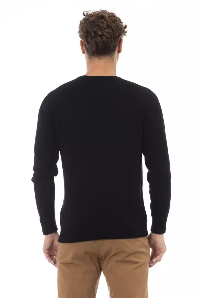 Черен пуловер от вискоза Alpha Studio