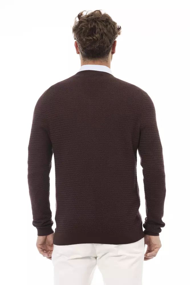 Кафяв пуловер от мериносова вълна Alpha Studio