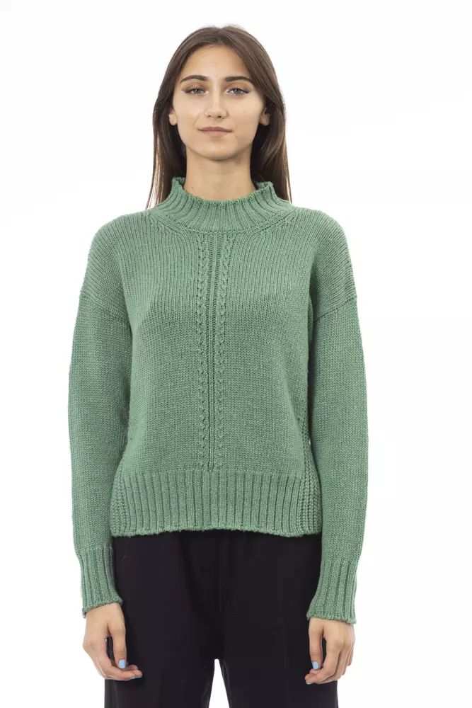 Зелен вълнен пуловер Alpha Studio