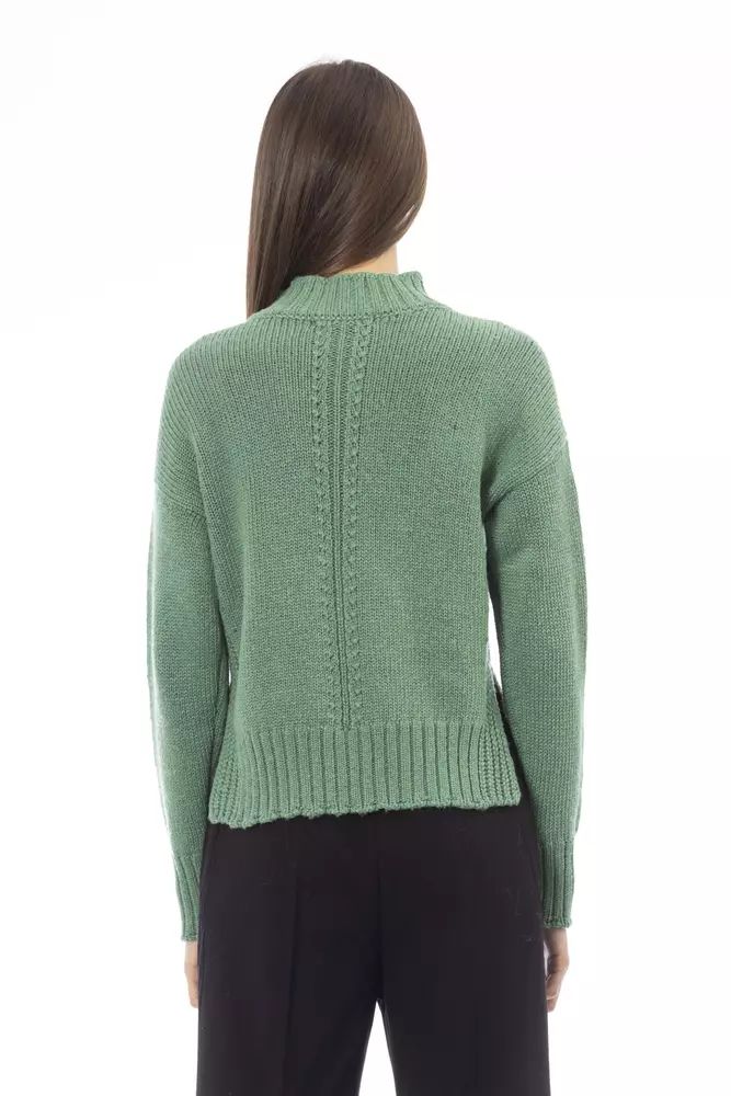 Зелен вълнен пуловер Alpha Studio