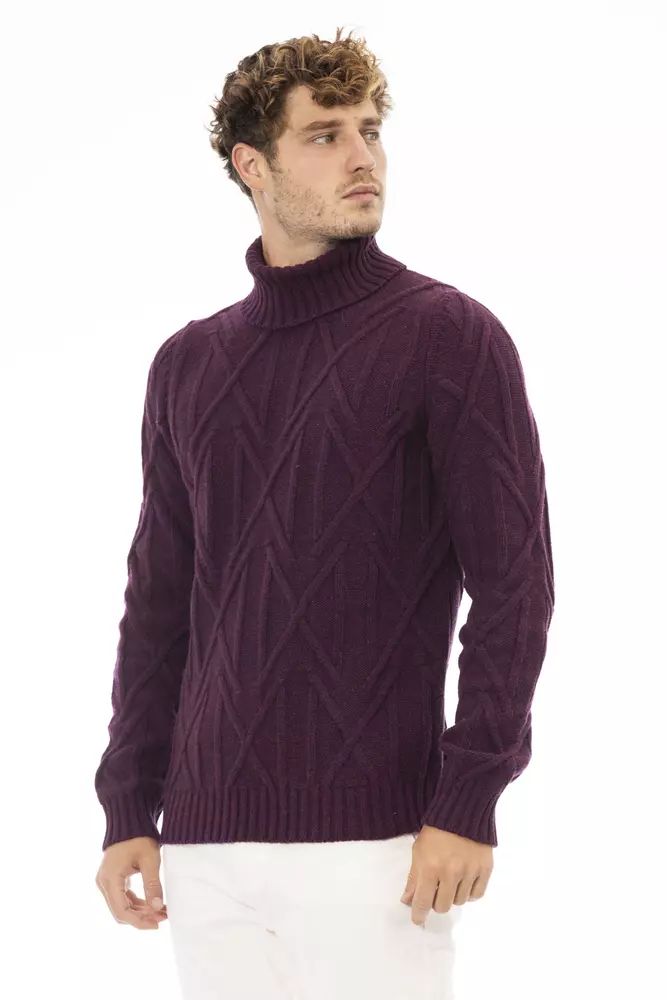 Пуловер от лилава мериносова вълна Alpha Studio