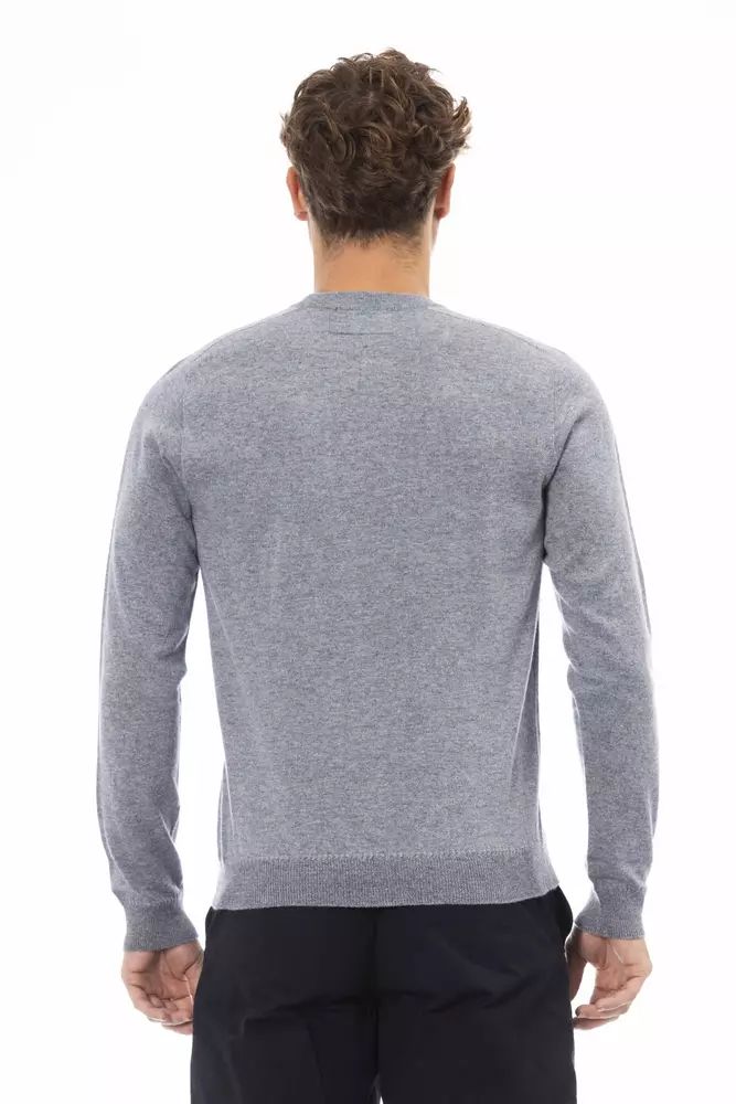 Elegant Light Blue Crewneck Sweater - Alpha Studio