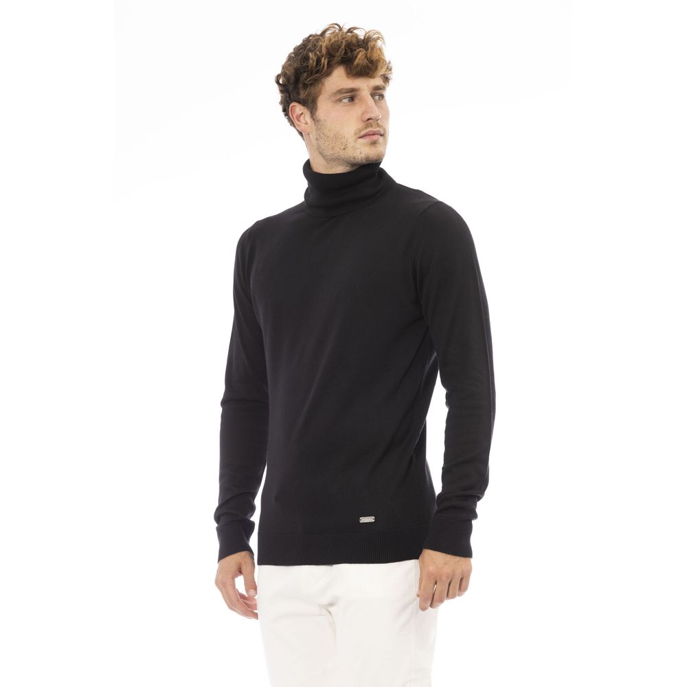 Baldinini Trend Elegant Ribbed Turtleneck Cashmere Blend Sweater