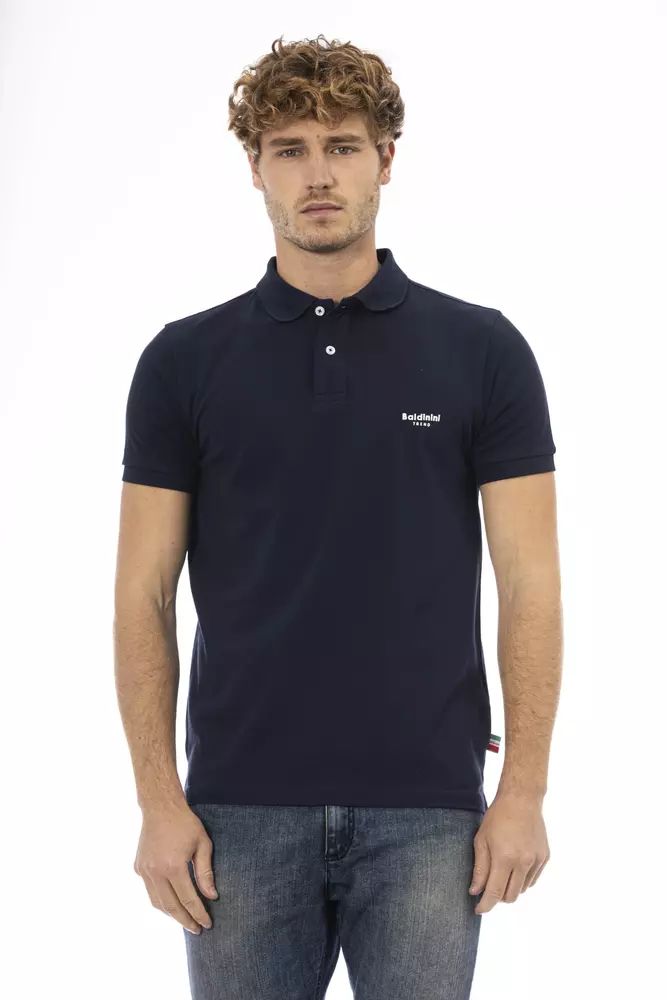 Baldinini Trend Chic Blue Embroidered Cotton Polo