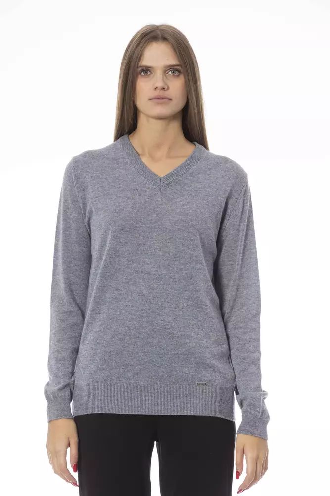 Baldinini Trend Chic V-Neck Cashmere Blend Sweater