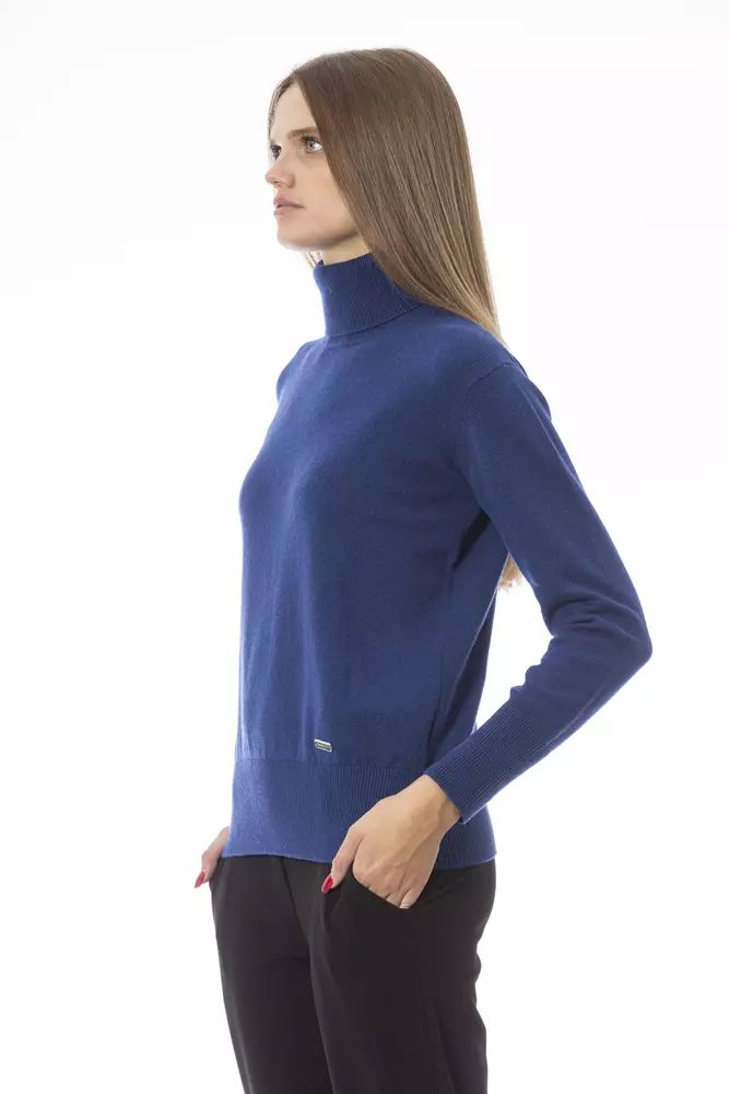 Baldinini Trend Elegant Turtleneck Sweater - Blue Wool-Cashmere Blend