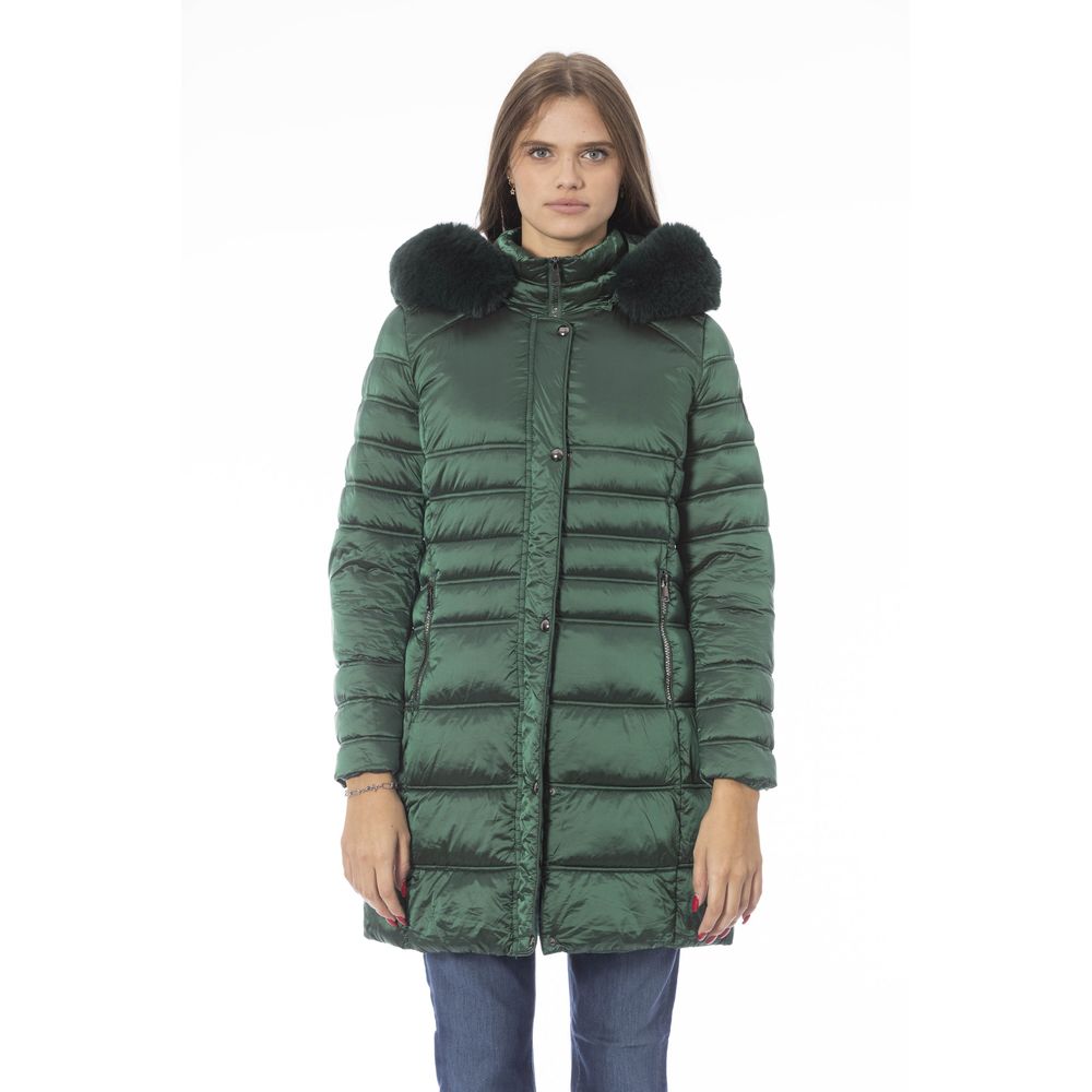 Baldinini Trend Chic Green Long Down Winter Jacket