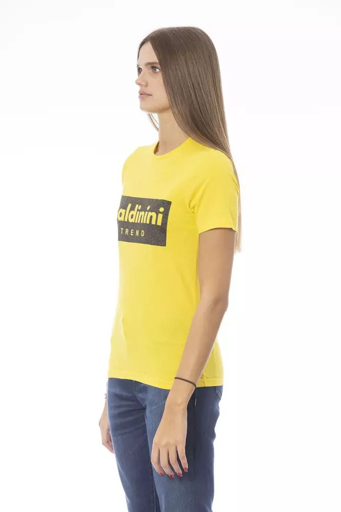 Baldinini Trend Sunshine Yellow Crew Neck Tee with Designer Print