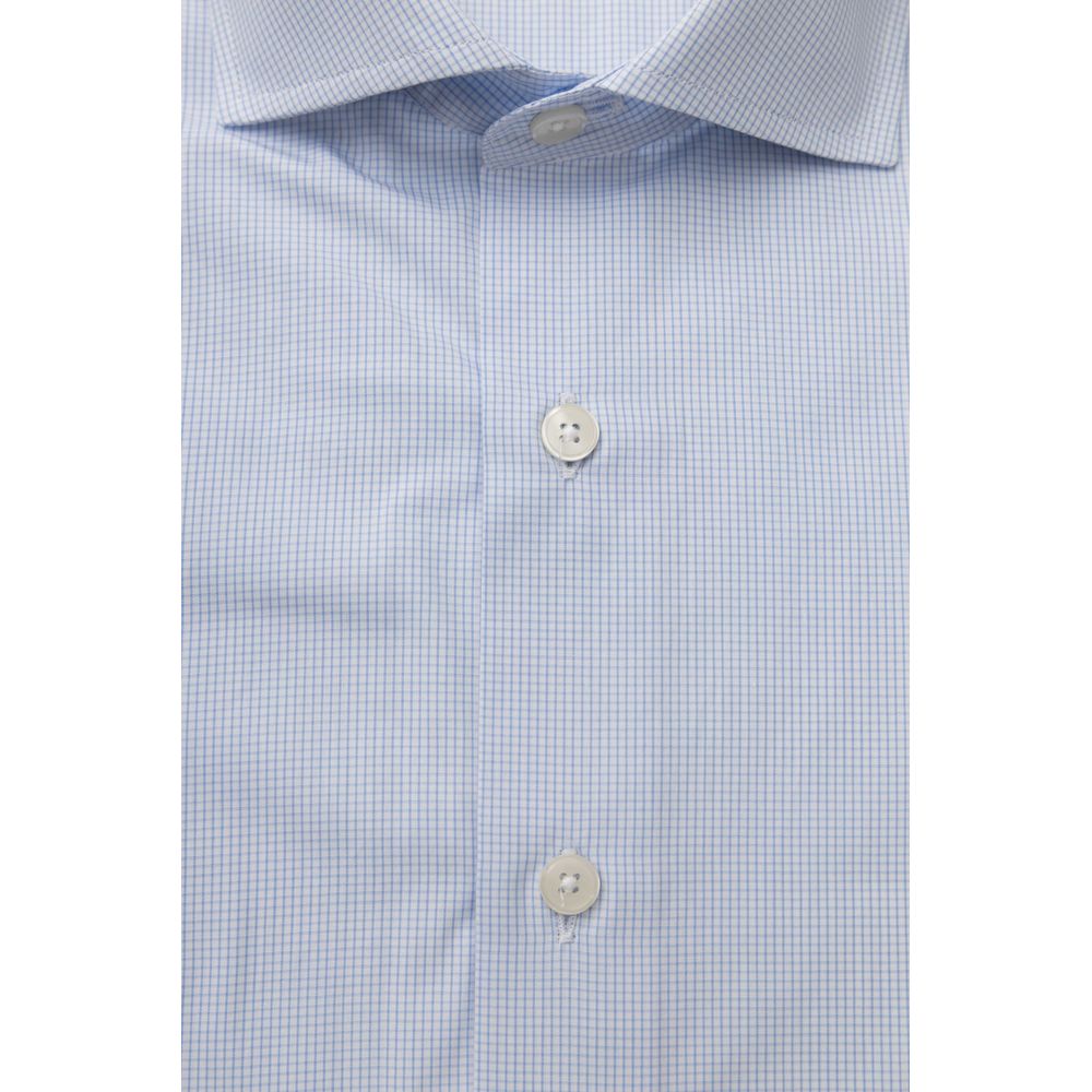 Bagutta Elegant Light Blue Cotton Shirt with French Collar