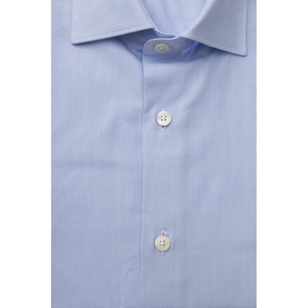 Bagutta Elegant Light Blue Medium Fit French Collar Shirt