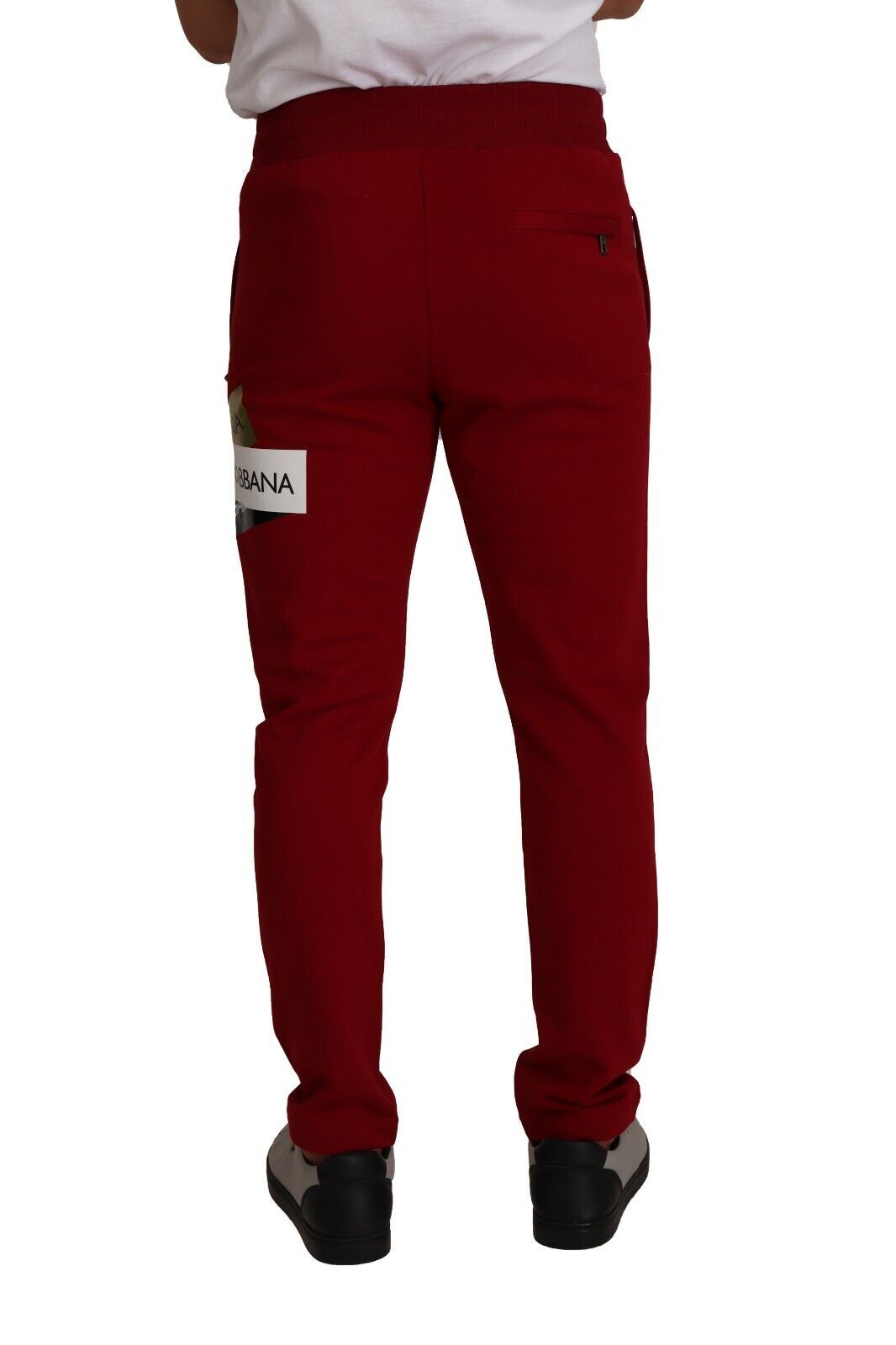 Dolce &amp; Gabbana Red Cotton Logo Patch Sweatpants Панталони за джогинг