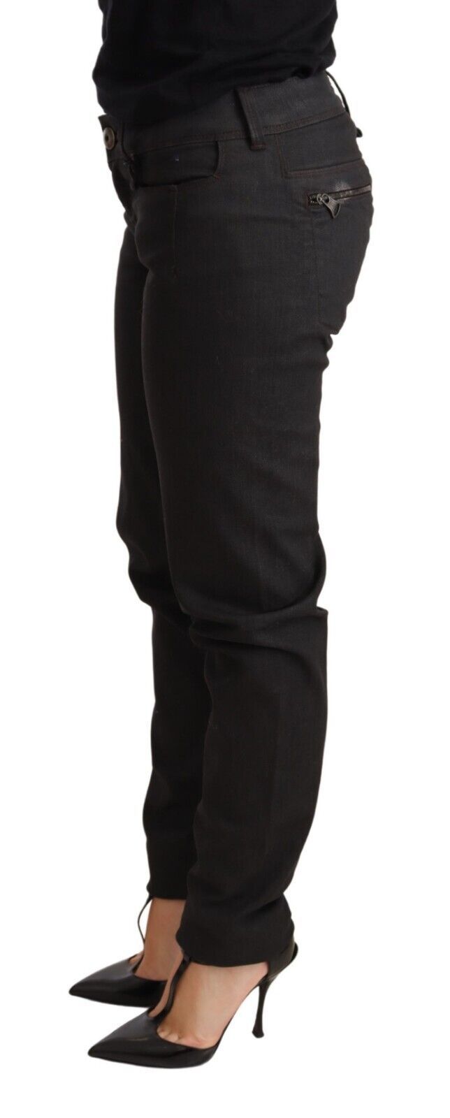 Ermanno Scervino черни тесни тесни памучни дънки с ниска талия