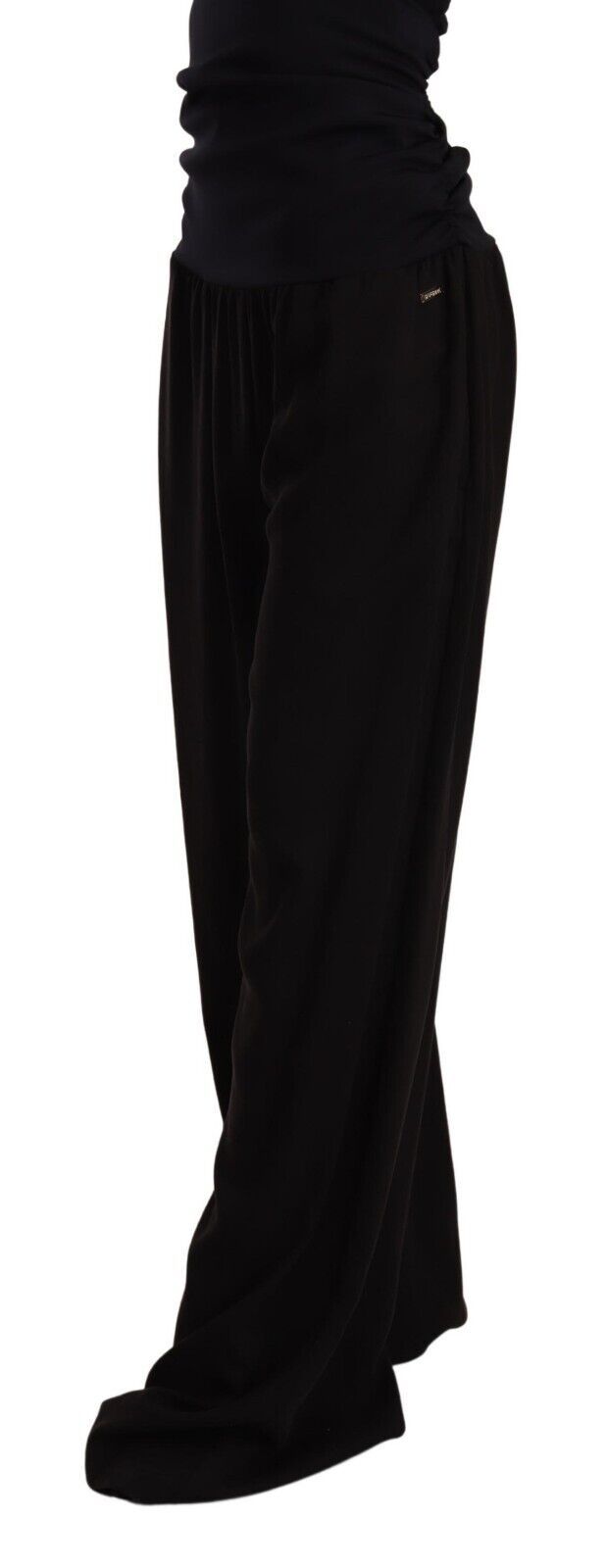 GF Ferre Черен прав панталон с дълга рокля с висока талия