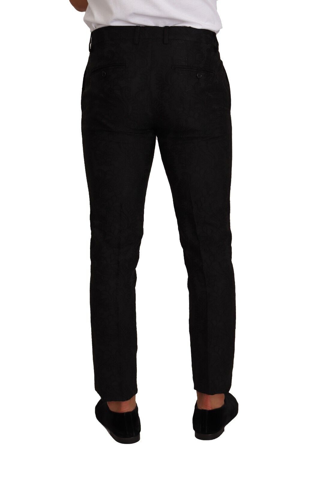 Тесни панталони с черен флорален брокат Dolce &amp; Gabbana