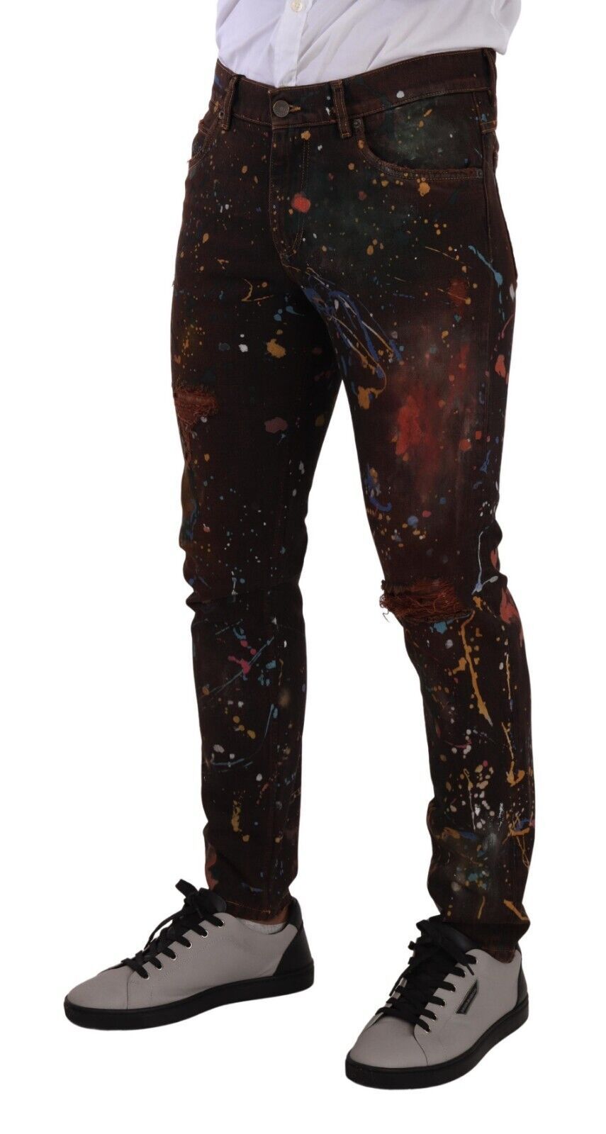 Dolce & Gabbana Multicolor Painted Skinny Denim Jeans